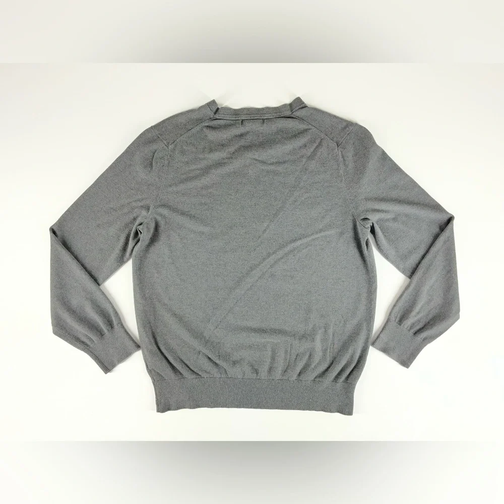 Banana Republic Luxury Blend Silk Cotton Cashmere Gray V-Neck Sweater Mens Large